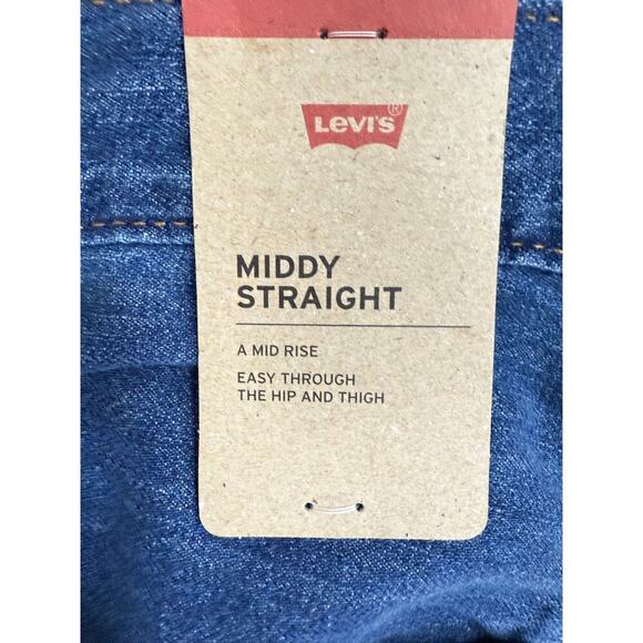Levi's NWT 31x30 Middy Straight Jeans Mid Rise Denim Dark Wash - Picture 2 of 5
